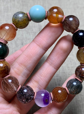 天然多宝水晶单圈手链幽灵饰品女