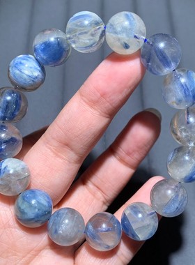 天然玉化共生石英质玉蓝晶石手链