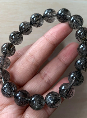 天然巴西顺发黑发晶手链浓密发丝