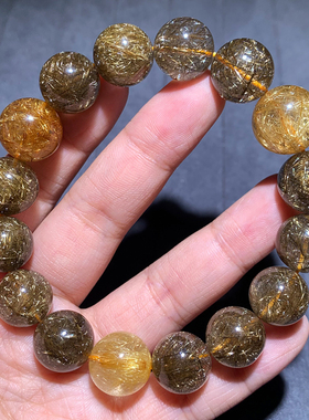 天然满矿银发晶单圈手链水晶饰品