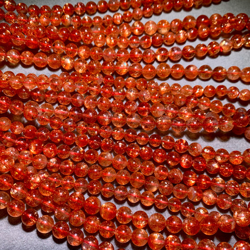 天然爆闪金太阳多圈手链橙日光石水晶三圈手串云母片男女饰品情侣 - 图2