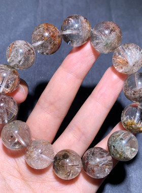 天然雪霜发晶单圈顺发手链饰品女