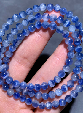 天然蓝晶石三圈手串水晶饰品手串