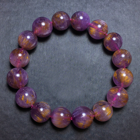 Pulsera de un solo círculo de cristal de titanio púrpura Natural, cuentas de Buda, regalo de joyería