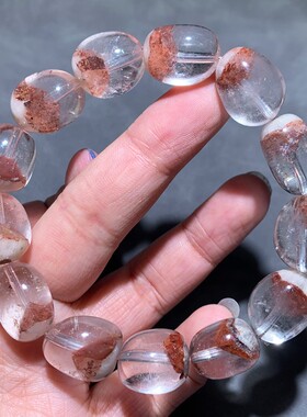 天然红银山幽灵金字塔水晶手链女