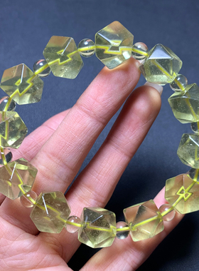 天然冰透黄金陨石双尖随形手链礼