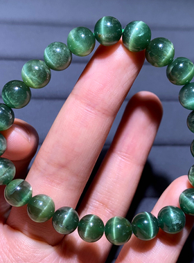 天然猫眼绿锂辉石手链单圈冰种女