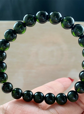 天然巴西老矿黑糖绿碧玺手链礼物