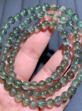 天然顺发猫眼绿发晶巴西三圈手链