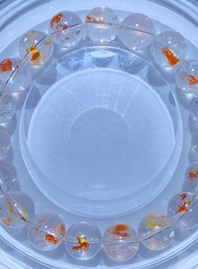 天然锦鲤胶花单圈手链原色红