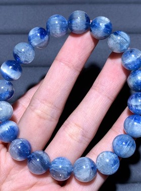 天然聚宝盆共生猫眼蓝晶石手链女