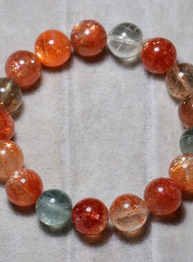 天然阿鲁沙共生太阳石手链男女