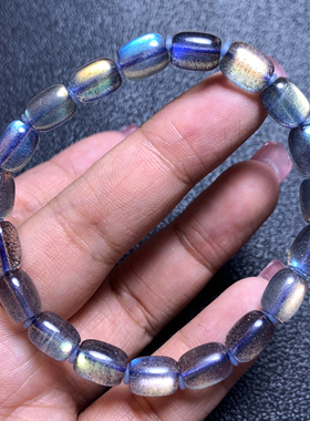 天然冰种彩光拉长石随形水晶手链