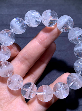 天然冰透白幽灵水晶单圈手链水晶