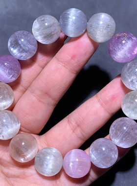 天然梦幻拉丝猫眼紫锂辉单圈手链