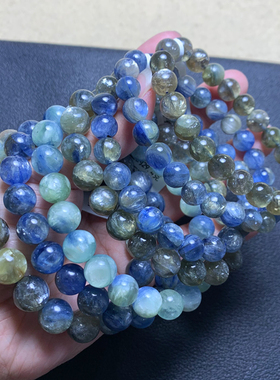 天然蓝绿色莫奈油画手链双色水晶