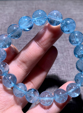 天然冰透托帕石单圈手链尼泊尔蓝