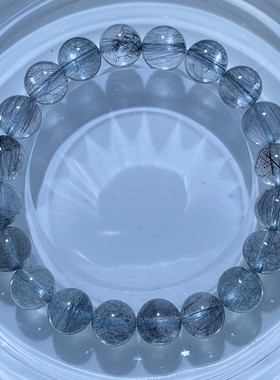 天然冰透蓝钢丝发手链饰品水晶女