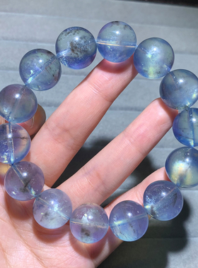 天然星光海蓝宝手链单圈手串冰透