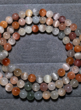 天然冰透彩兔毛三圈水晶手串发晶