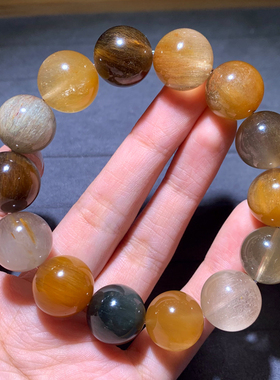 天然顺发黄彩兔毛单圈手链饰品女