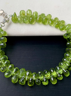 天然橄榄石水滴随形手链饰品礼物