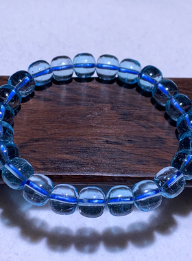 天然冰透碎冰托帕石老型珠手链女