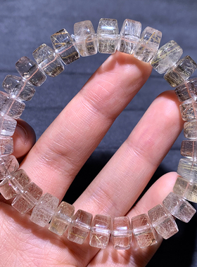 天然彩发晶盘珠随形手链礼物情侣