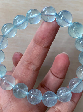 天然冰透海蓝宝单圈手链送礼男女