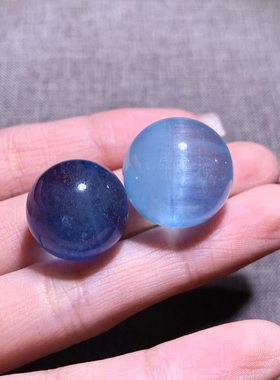 天然冰透海蓝宝裸石小球吊坠水晶