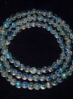 天然冰种彩光马岛月光石三圈水晶