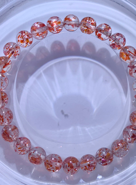 天然云母片共生草莓长石手链饰品