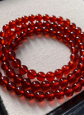 天然巴西橙红石榴石三圈手链饰品