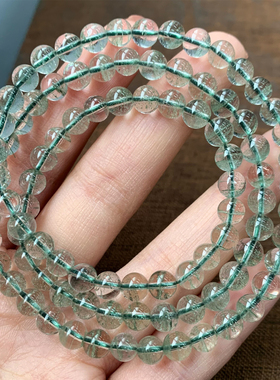 天然巴西绿幽灵三圈手链礼物情侣