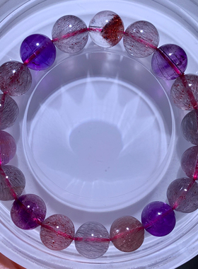 天然三轮骨干超七单圈手链水晶女