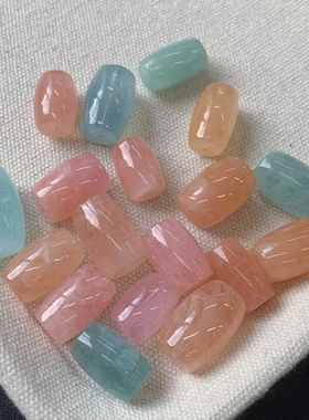 天然摩根石桶珠配饰水晶绿柱石女