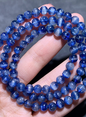 天然半盆蓝晶石三圈手链饰品礼物