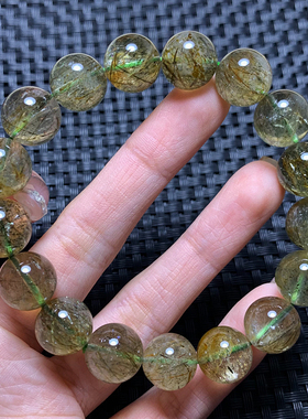 天然透体顺发绿发晶手链女饰品