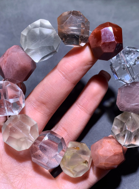 天然冰透兔毛幽灵随形水晶手链女