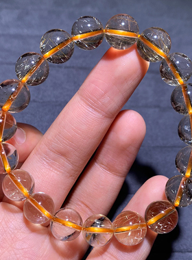 天然透体金发晶单圈手链顺发钛晶