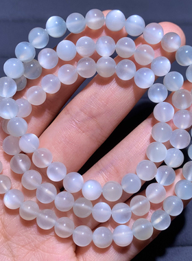 天然白月光三圈手链斯里兰卡猫眼