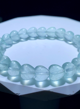 天然薄荷绿萤石爱心手串饰品男女