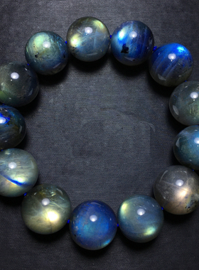 天然大颗粒彩光拉长石单圈手链女