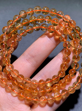 天然焦糖色黄阿塞三圈水晶手链女