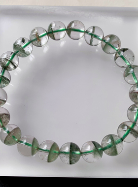 天然冰透绿幽灵水晶手串饰品男女