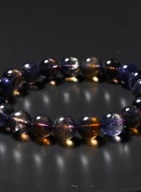 天然星空透体血滴堇青石手链饰品