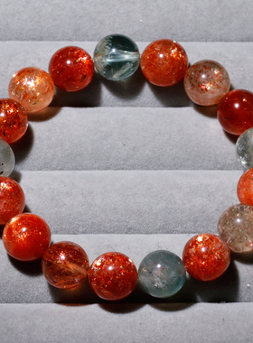 天然阿鲁沙长石单圈手链饰品男女