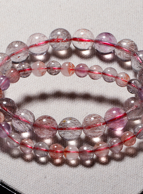 天然三轮骨干云母闪片超七手链女