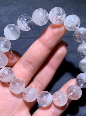 天然聚宝盆白幽灵单圈水晶手链女