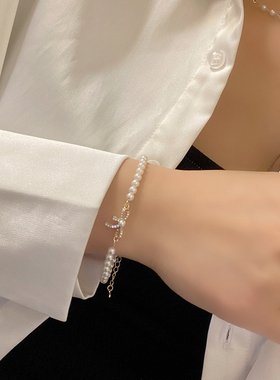 春夏新款少女蝴蝶结仙气唯美闪亮